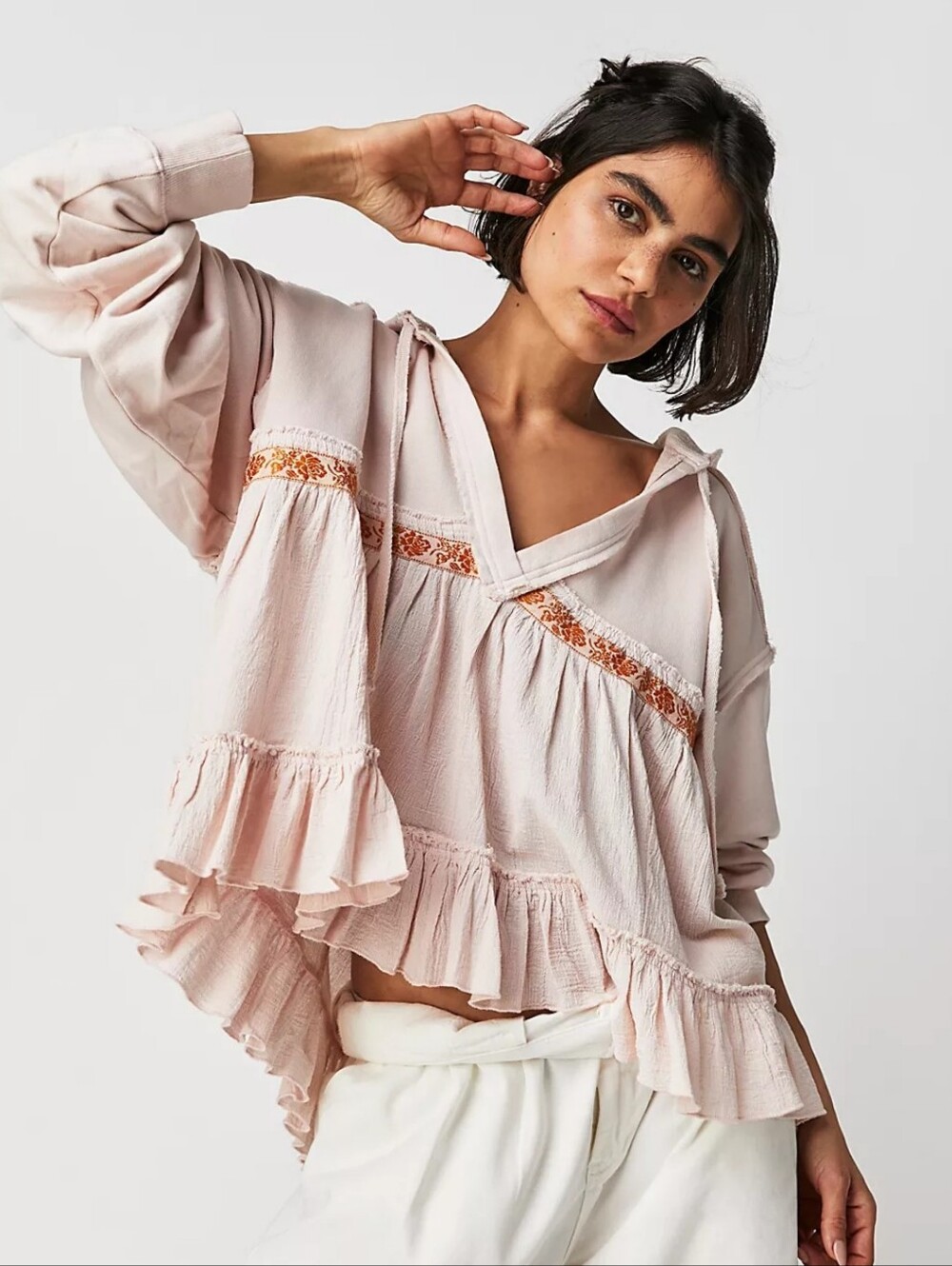 Free People Harry Sweatshirt in Pink Champagne • Size Small